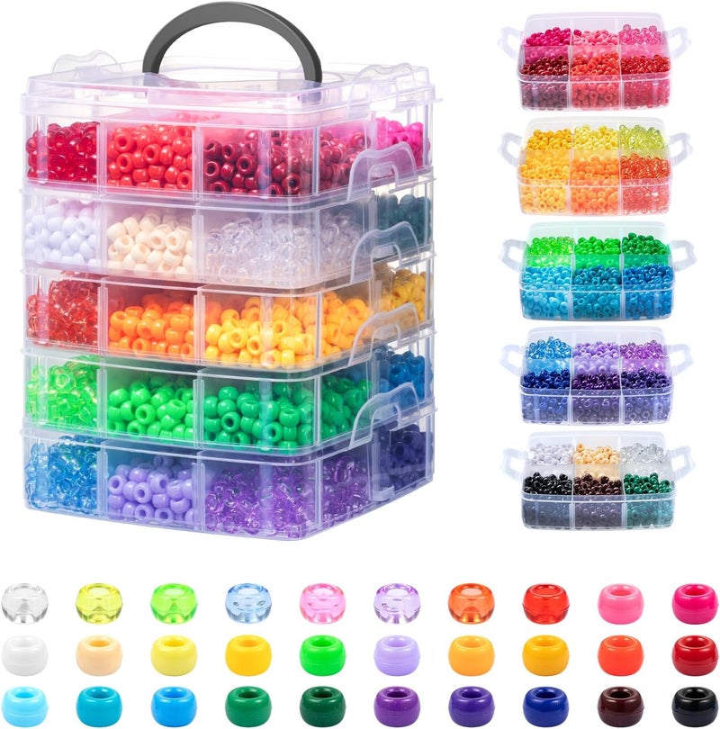 Umikk 5400Pcs Pony Beads, 30 Assorted Colored Beads for Bracelets Making, Kandi Friendship Bracelet, Craft, Jewelry Making, Hair Beading, Christmas Gifts for Girls (Boxed) - Image 1